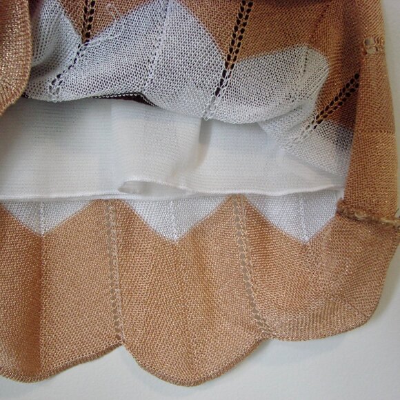 Bebe Y2K Knit Tank Dress Chevron Stripe Metallic Gold Sparkle Stretch Medium - Picture 12 of 12